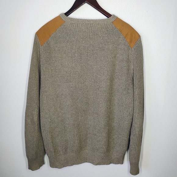 J Crew Ribbed Knit Cotton Crewneck Sweater Woodsman Shoulder Patch Mens Large - Picture 4 of 11
